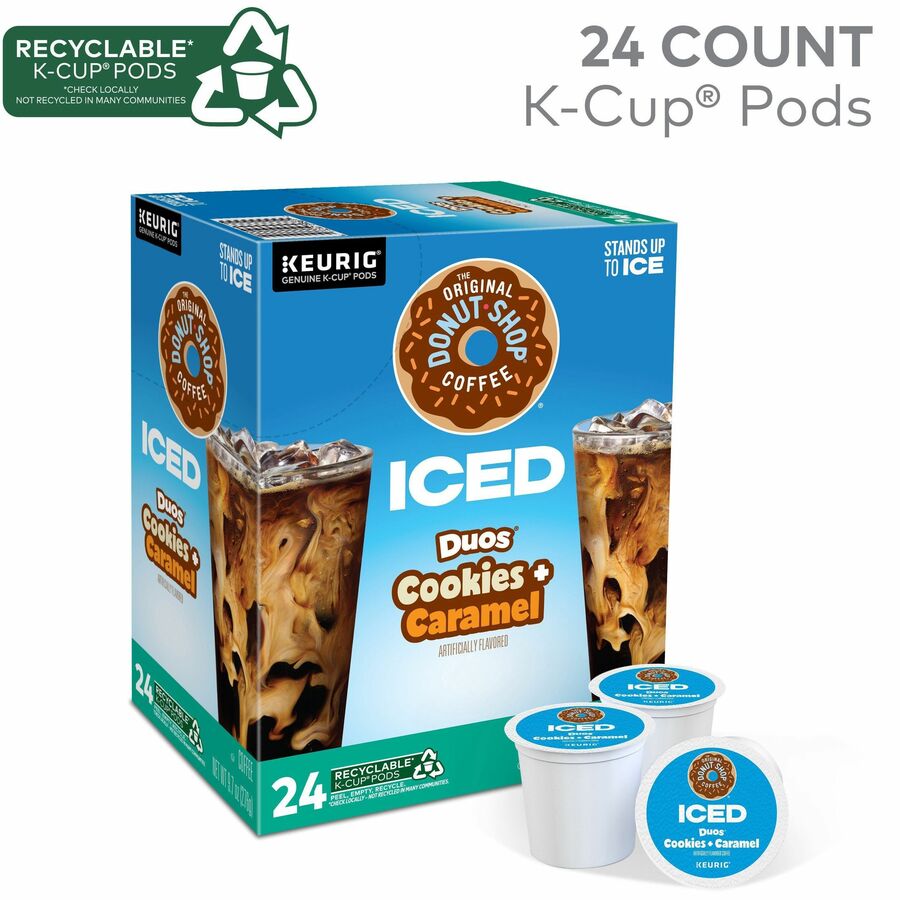 The Original Donut Shop K-Cup Iced Duos Cookies and Caramel Coffee - Compatible with Keurig Brewer - Medium - 24 / Box - 5