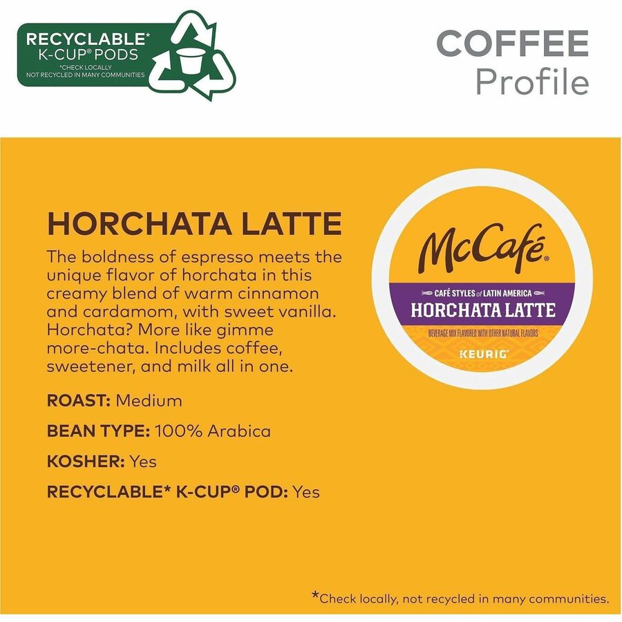 McCafe K-Cup Horchata Latte - Compatible with Keurig Brewer - Medium - 24 / Box