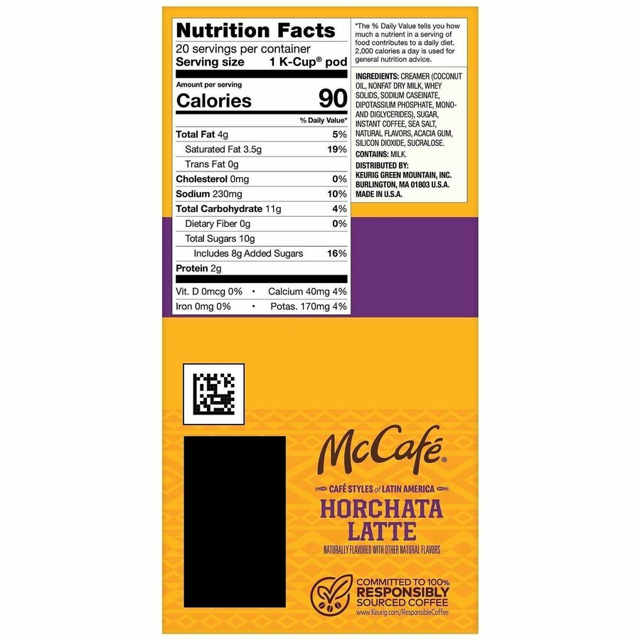 McCafe K-Cup Horchata Latte - Compatible with Keurig Brewer - Medium - 24 / Box