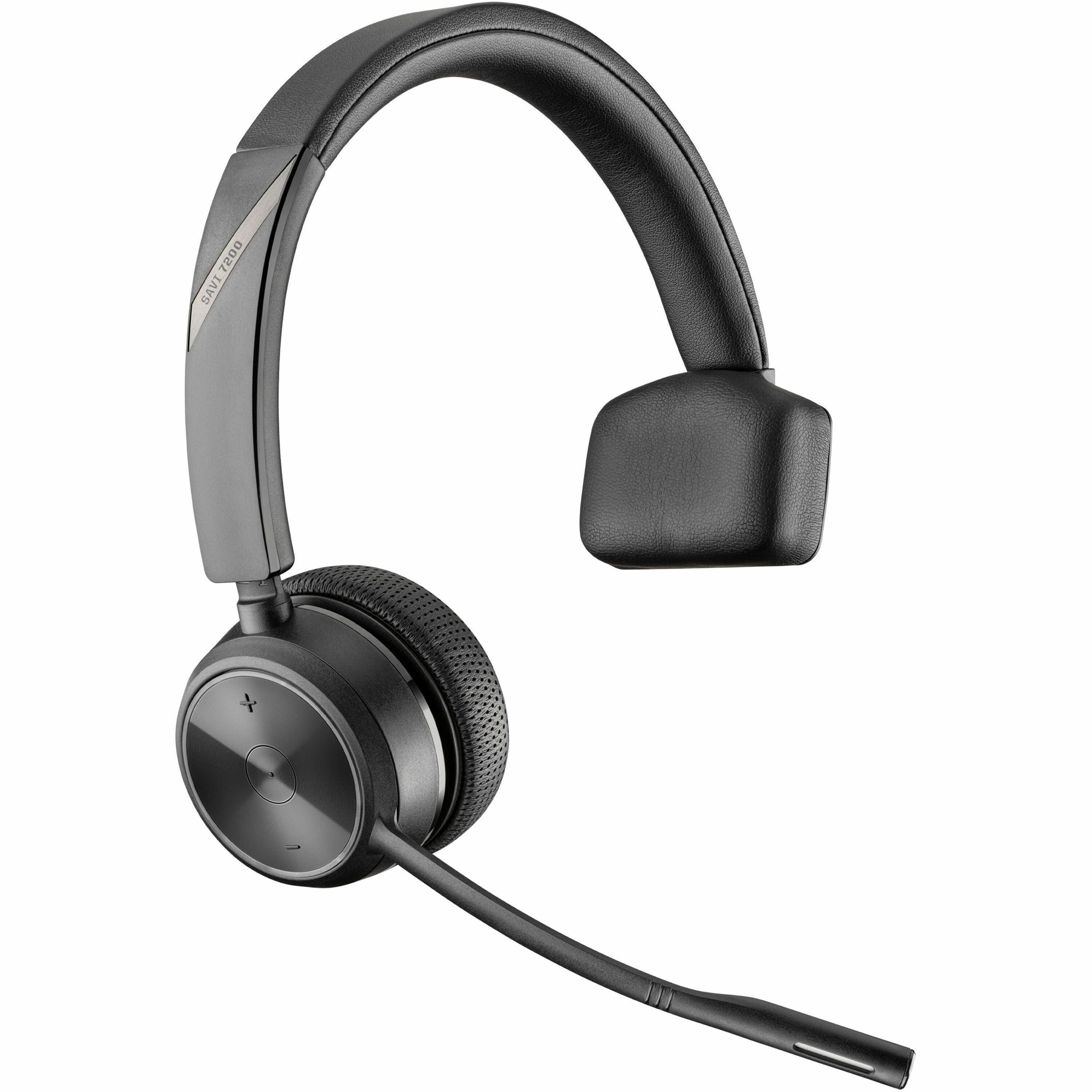 poly-savi-7210-office-single-ear-headset-mono-wireless-dect-3937-ft-on-ear-monaural-ear-cup-omni-directional-microphone-noise-canceling-black_hew7w6d4aa - 1