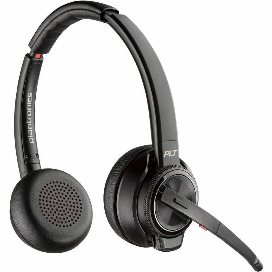 Poly Savi 8200 Office Stereo Headset - Stereo - Wireless - DECT - 590 ft - 32 Ohm - 20 Hz - 20 kHz - On-ear - Binaural - Ear-cup - Noise Cancelling Microphone - Black