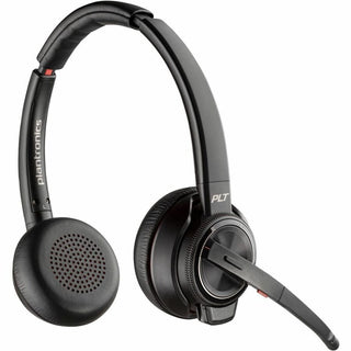 Poly Savi 8200 Office Stereo Headset - Stereo - Wireless - DECT - 590 ft - 32 Ohm - 20 Hz - 20 kHz - On-ear - Binaural - Ear-cup - Noise Cancelling Microphone - Black