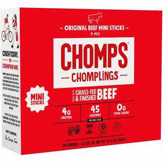 CHOMPS Chomplings Snack Sticks - Gluten-free, No Added Harmones - Original Beef Jerky, Spicy - 0.50 oz - 24 / Pack