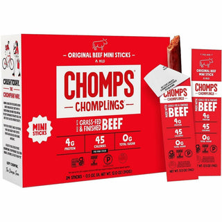 CHOMPS Chomplings Snack Sticks - Gluten-free, No Added Harmones - Original Beef Jerky, Spicy - 0.50 oz - 24 / Pack
