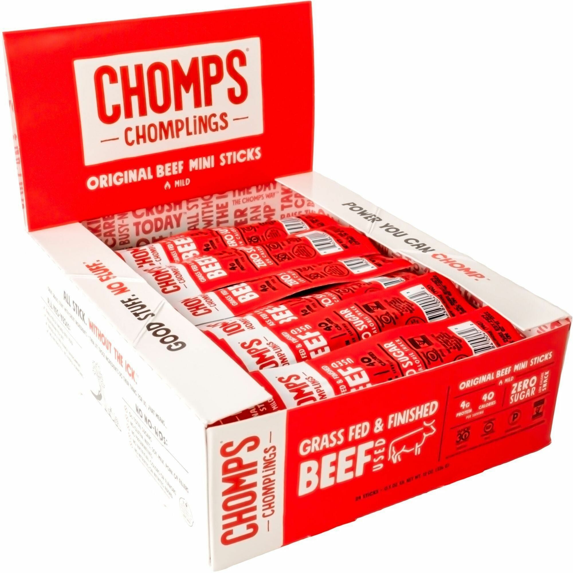 chomps-chomplings-snack-sticks-gluten-free-no-added-harmones-original-beef-jerky-spicy-050-oz-24-pack_chslco24 - 1