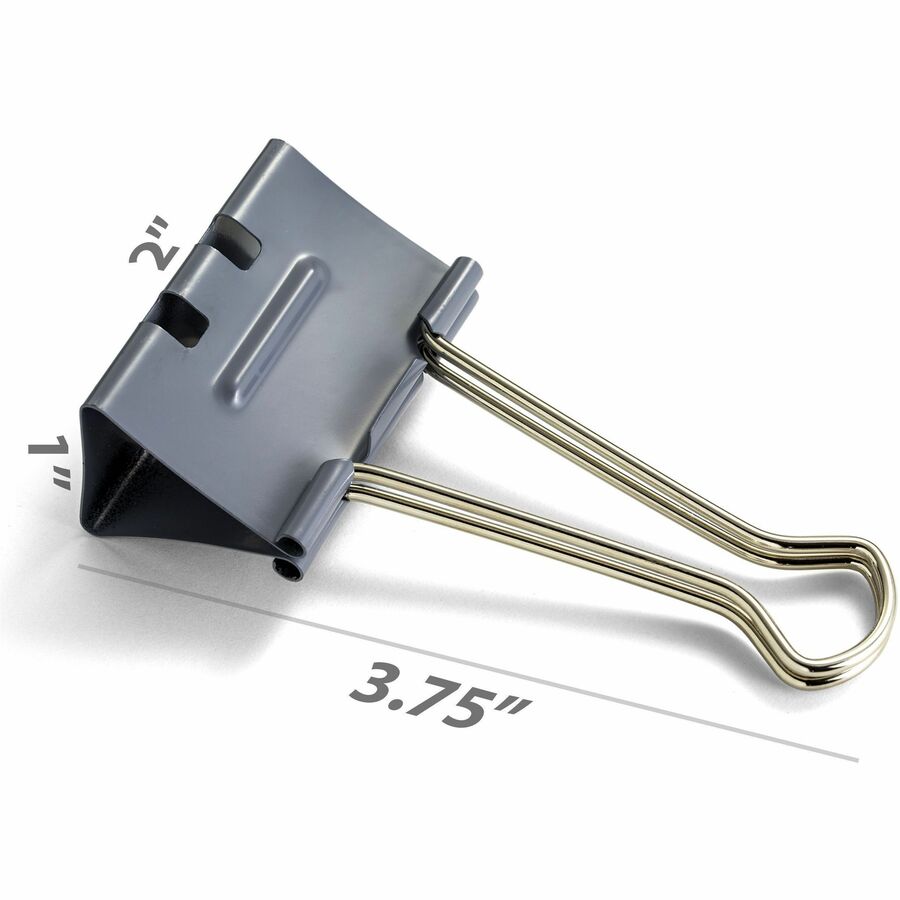 Officemate Binder Clip - Large - 6.4" Length x 4" Width - 1" Size Capacity - for Binder - 12 / Box - Gray