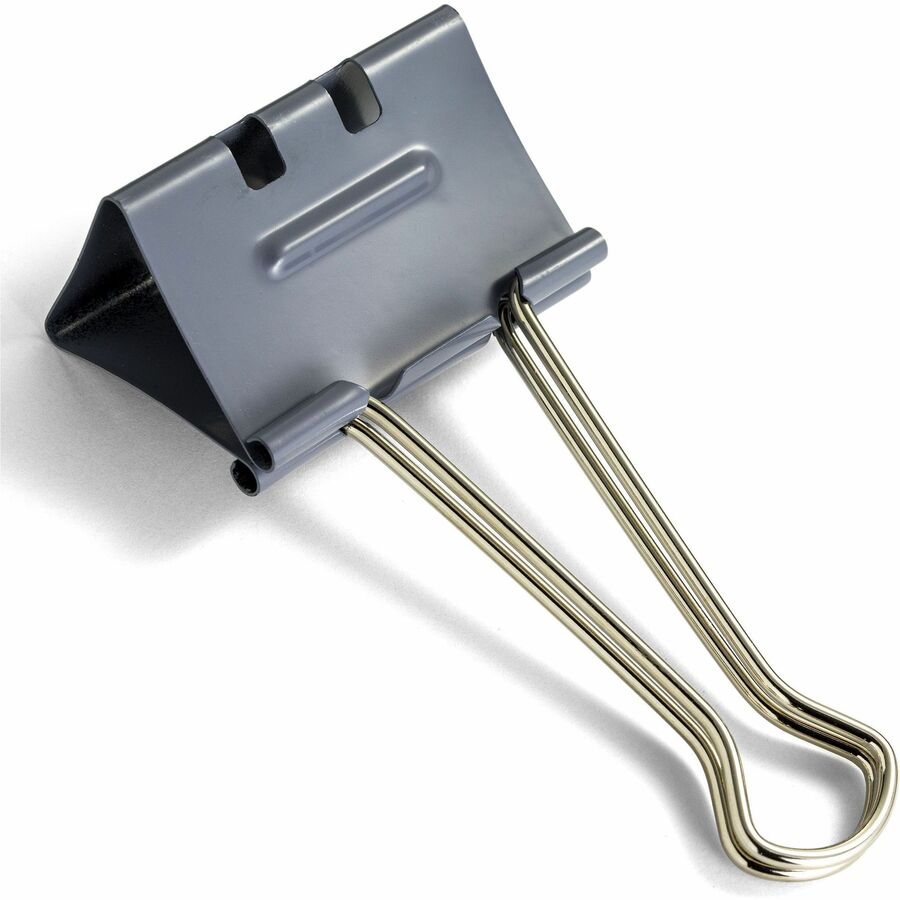 Officemate Binder Clip - Large - 6.4" Length x 4" Width - 1" Size Capacity - for Binder - 12 / Box - Gray