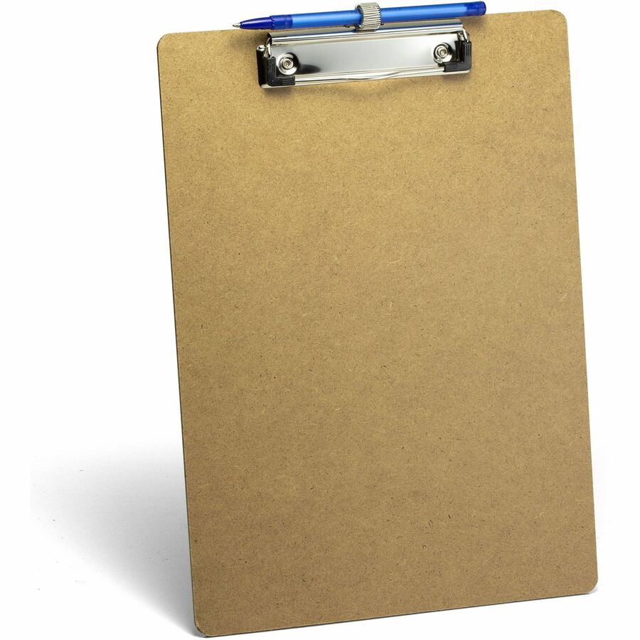 Officemate Low Profile Wood Letter Size Clipboard w Pen Holder / 6 Pack - 11" x 8 1/2" - Wood - Brown - 6 Pack