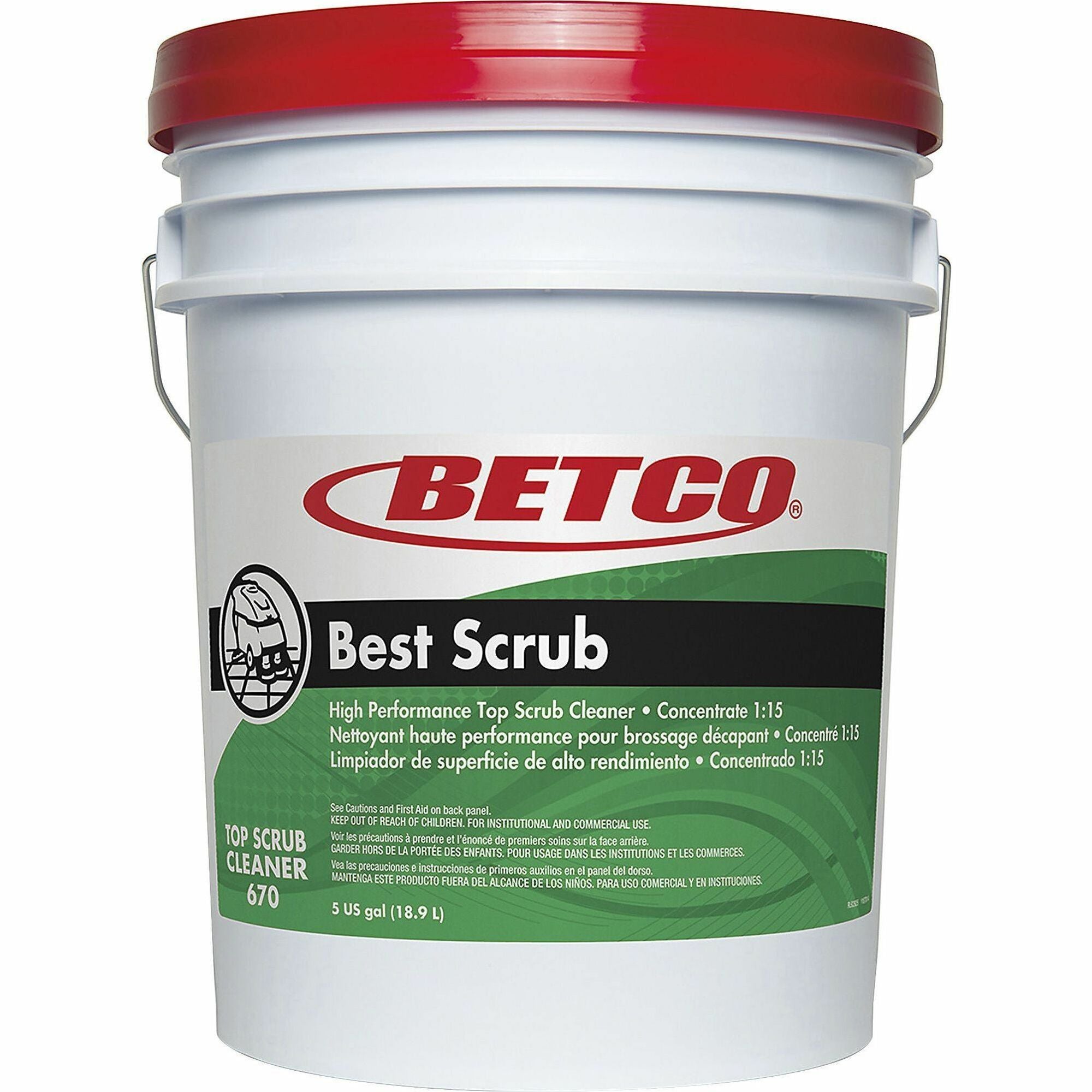 Betco Best Scrub Floor Cleaner - Concentrate - 640 fl oz (20 quart) - Pleasant Scent - Low Foaming, Pleasant Scent, Residue-free - Green