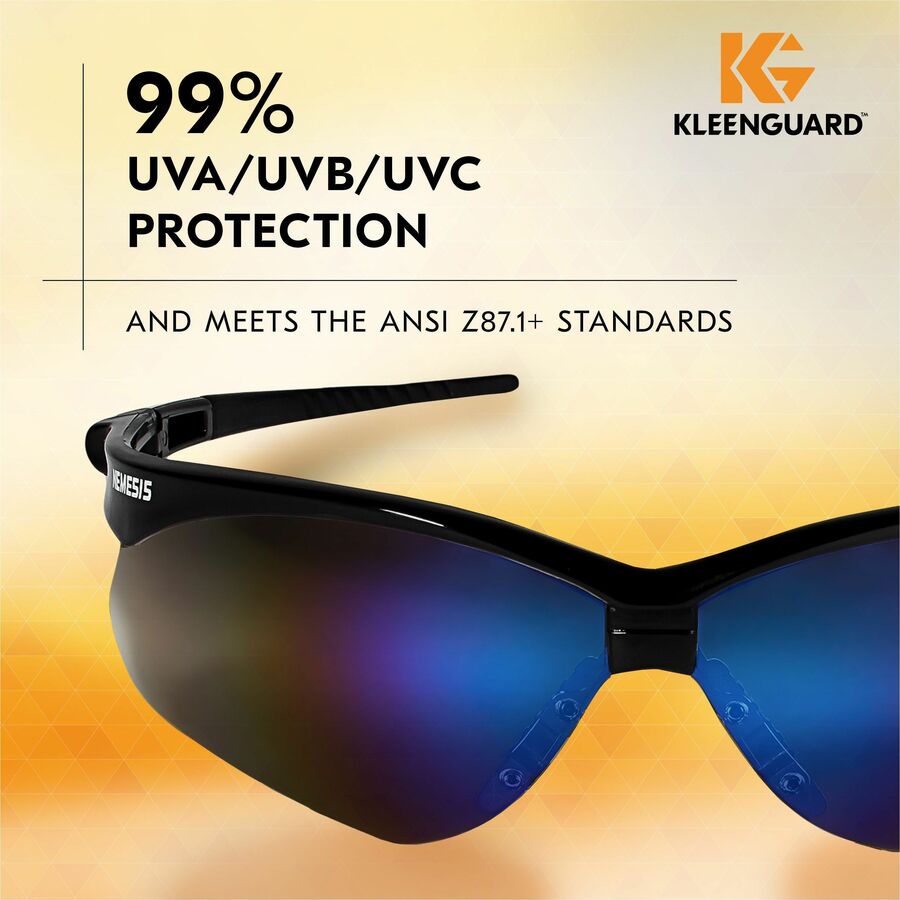 Kleenguard V30 Nemesis Safety Eyewear - Recommended for: Workplace, Home - UVA, UVB, UVC Protection - Polycarbonate - Durable, Lightweight, Wraparound Frame, Anti-fog, Flexible, Soft, Neck Cord - 12 / Carton