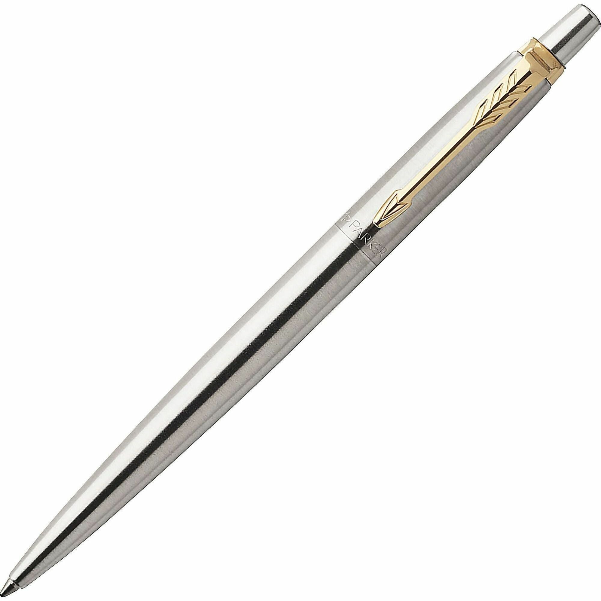 parker-jotter-steel-gel-golden-finish-trim-ballpoint-pen-bold-pen-point-07-mm-pen-point-size-conical-pen-point-style-refillable-retractable-black-stainless-steel-stainless-steel-barrel_par2020647 - 1