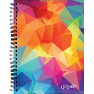 Pacon Fashion Sketch Book - 75 Pages - Spiral - 120 g/m2 Grammage - 9" x 6" - Neon Kaleidoscope Cover - Acid-free, Perforated, Durable