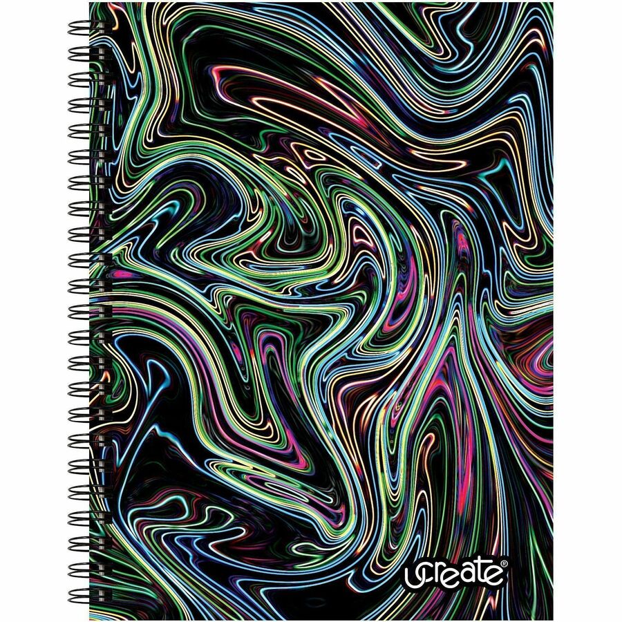 Pacon Fashion Sketch Book - 75 Pages - Spiral - 120 g/m2 Grammage - 9" x 6" - Neon Neon Squiggles Cover - Acid-free, Perforated, Durable