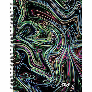 Pacon Fashion Sketch Book - 75 Pages - Spiral - 120 g/m2 Grammage - 9" x 6" - Neon Neon Squiggles Cover - Acid-free, Perforated, Durable