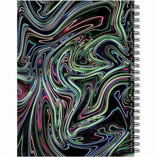 Pacon Fashion Sketch Book - 75 Pages - Spiral - 120 g/m2 Grammage - 9" x 6" - Neon Neon Squiggles Cover - Acid-free, Perforated, Durable