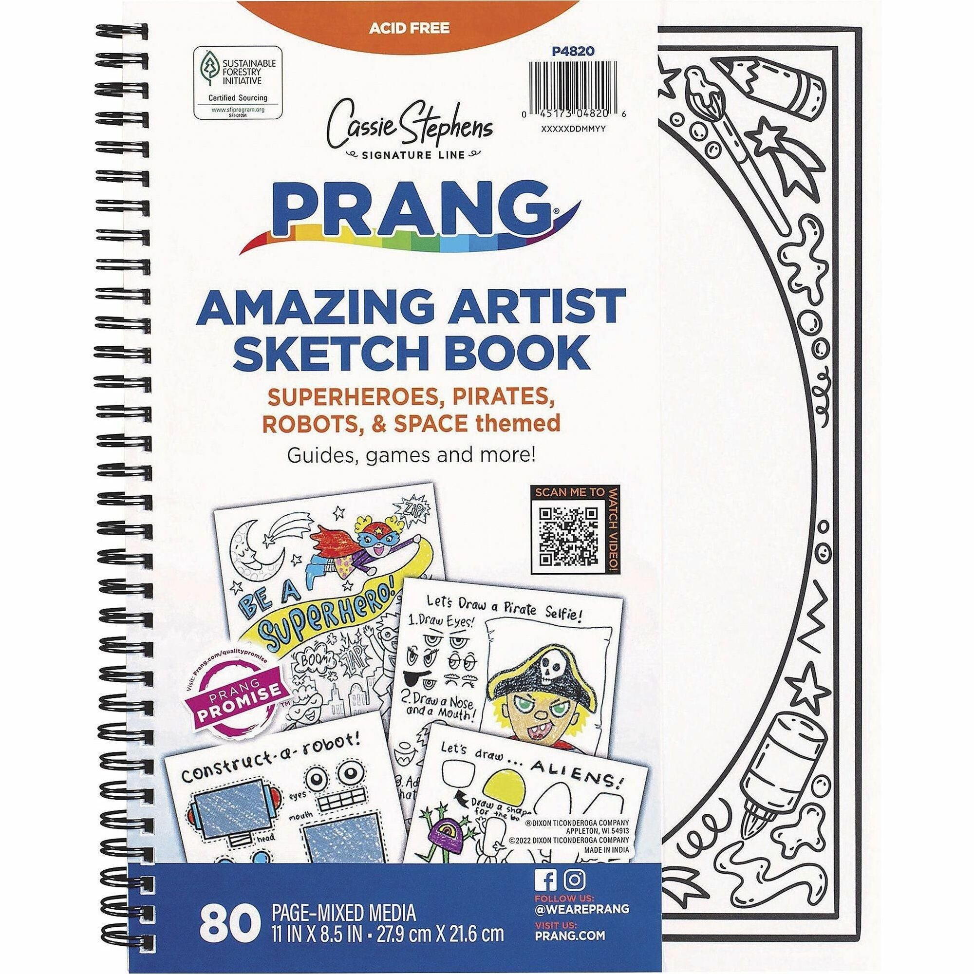 pacon-amazing-artist-sketch-book-80-pages-black-white-cover-perforated-acid-free_pacp4820 - 1
