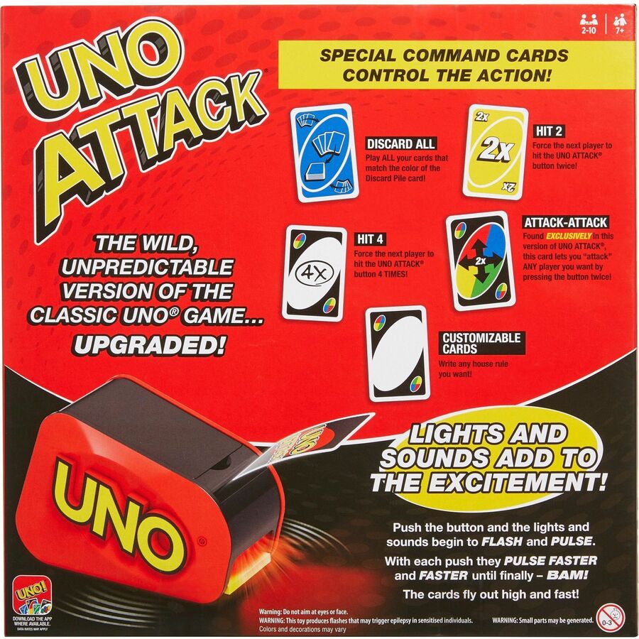 Mattel UNO Attack Card Game , Family Game For Kids And Adults, Card Blaster - Gambling - 2 to 10 Players
