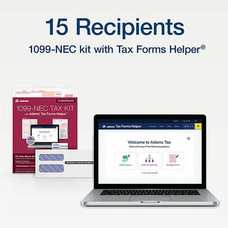 1099-NEC Online Tax Kit, Fiscal Year: 2023, Five-Part Carbonless, 8.5 x 3.66, 3 Forms/Sheet, 15 Forms Total