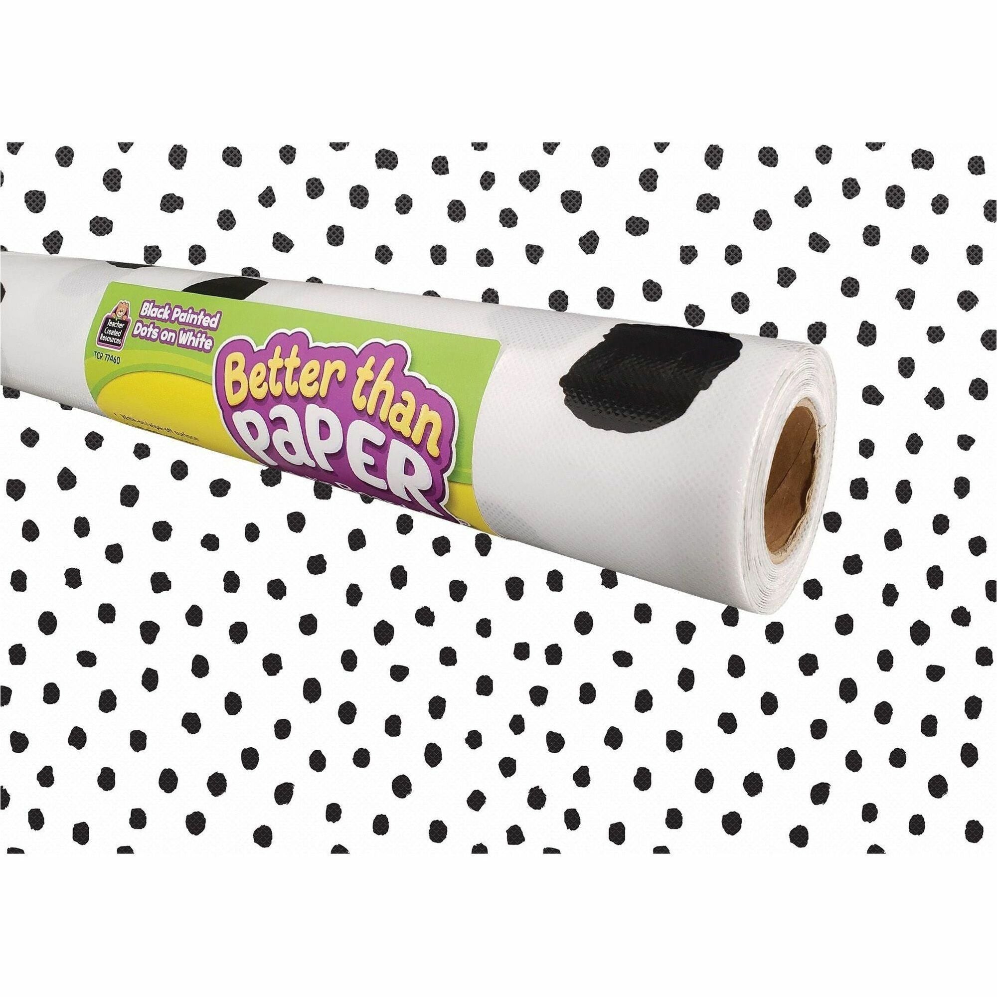 Teacher Created Resources Better Than Paper Board Roll - Bulletin Board, Classroom - 48"Width x 12 ftLength - Black Dots on White - 1 Roll