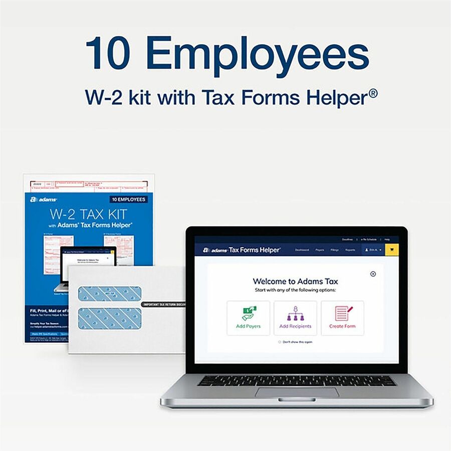 W-2 Online Tax Kit, Fiscal Year: 2023, Six-Part Carbonless, 8 x 5.5, 2 Forms/Sheet, 10 Forms Total