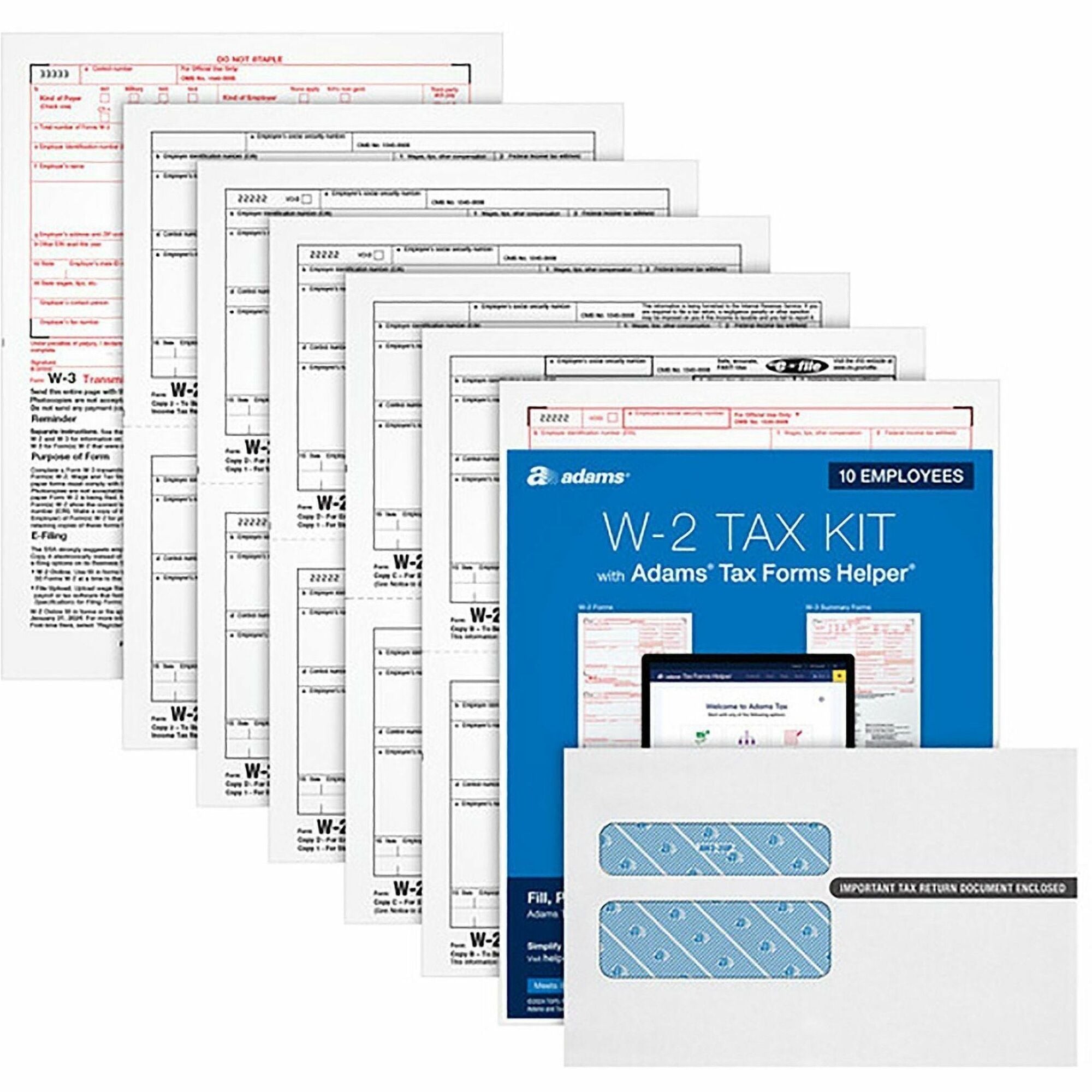 W-2 Online Tax Kit, Fiscal Year: 2023, Six-Part Carbonless, 8 x 5.5, 2 Forms/Sheet, 10 Forms Total