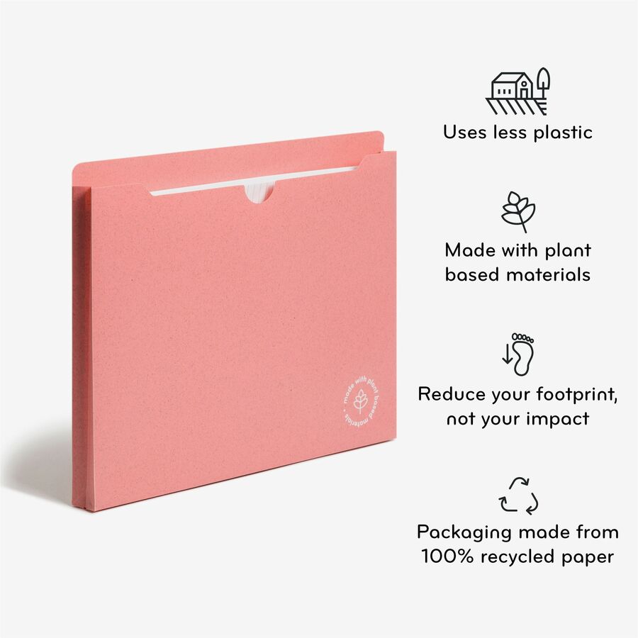 U-Eco Poly File Jackets, Straight Tab, Letter Size, Assorted, 10/Pack