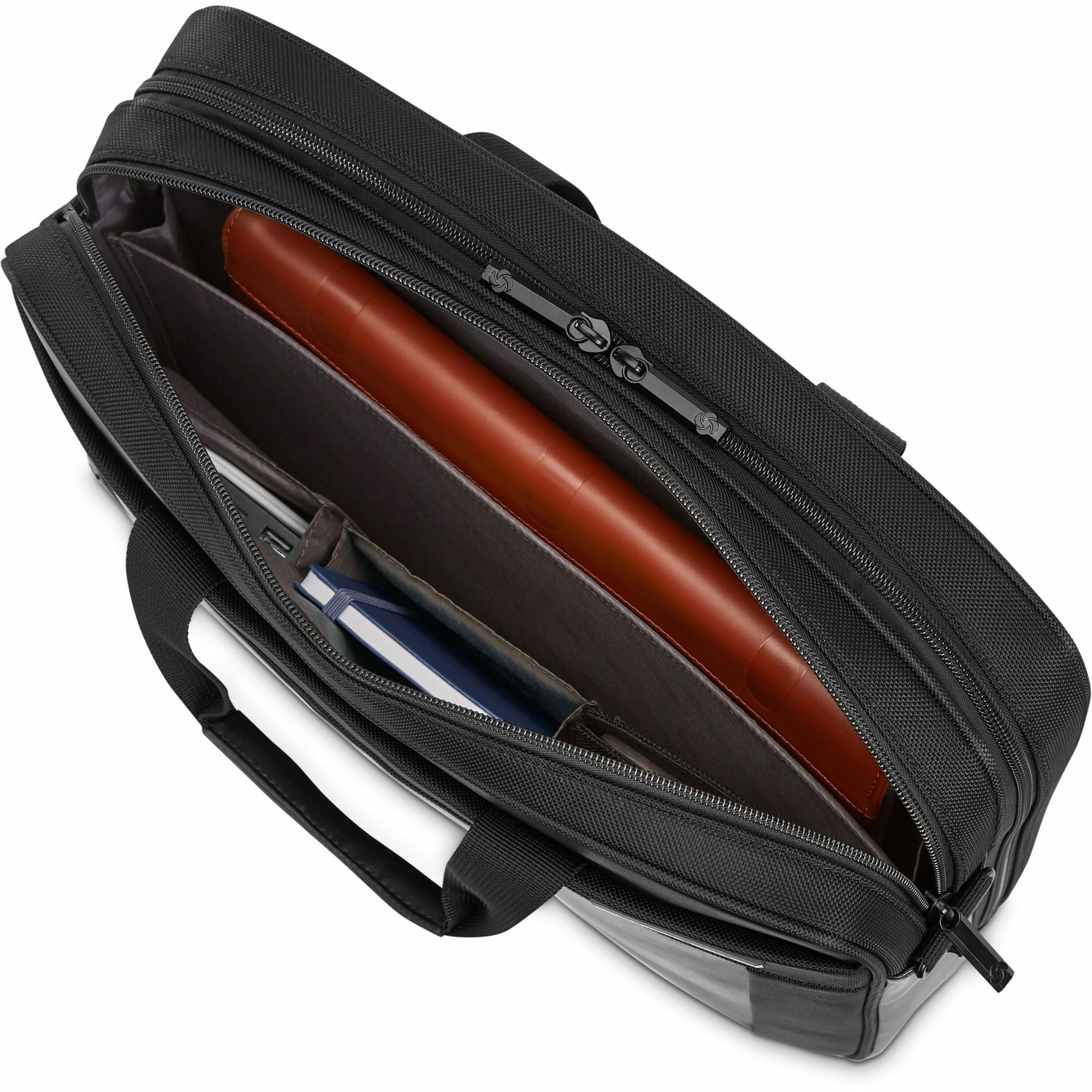 Samsonite Executive Carrying Case (Briefcase) for 15.6" Notebook, Pen, Business Card, File Folder, Tablet - Black - Leather, Polyester, Split Leather Body - Tricot Interior Material - Handle, Shoulder Strap - 1 Each - 1