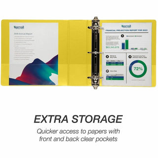 Samsill Durable Three-Ring View Binder - 3" Binder Capacity - 625 Sheet Capacity - 3 x D-Ring Fastener(s) - 2 Internal Pocket(s) - Polypropylene, Chipboard - Yellow - Recycled - Durable, PVC-free, Ink-transfer Resistant, Clear Overlay, Sturdy - 1 Eac