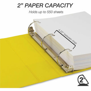 Samsill Durable Three-Ring View Binder - 2" Binder Capacity - 475 Sheet Capacity - 3 x D-Ring Fastener(s) - 2 Internal Pocket(s) - Polypropylene, Chipboard - Yellow - Recycled - Durable, PVC-free, Ink-transfer Resistant, Clear Overlay, Sturdy - 1 Eac