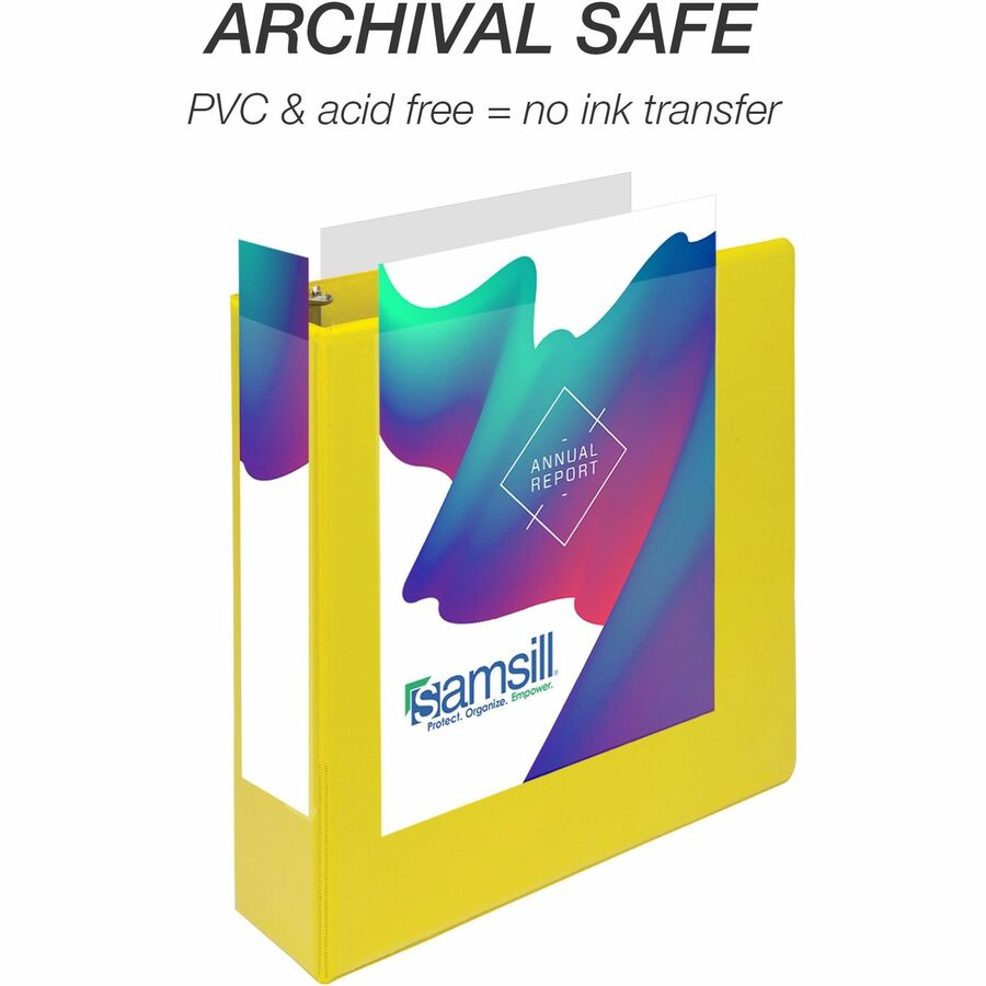 samsill-durable-three-ring-view-binder-2-binder-capacity-475-sheet-capacity-3-x-d-ring-fasteners-2-internal-pockets-polypropylene-chipboard-yellow-recycled-durable-pvc-free-ink-transfer-resistant-clear-overlay-sturdy-1-eac_sam16461 - 6