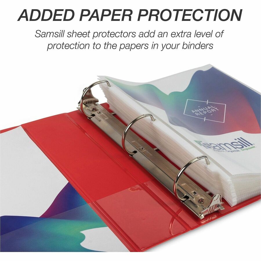 Samsill Durable Three-Ring View Binder - 2" Binder Capacity - 475 Sheet Capacity - 3 x D-Ring Fastener(s) - 2 Internal Pocket(s) - Polypropylene, Chipboard - Red - Recycled - Durable, PVC-free, Ink-transfer Resistant, Clear Overlay, Sturdy - 1 Each