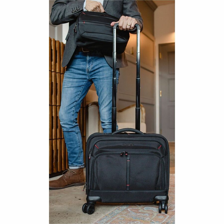 Samsonite Xenon 3.0 Travel/Luggage Case for 12.9" to 15.6" Notebook, Tablet, Accessories - Black - 1680D Ballistic Polyester Body - Tricot Interior Material - Trolley Strap, Handle - 1 Each
