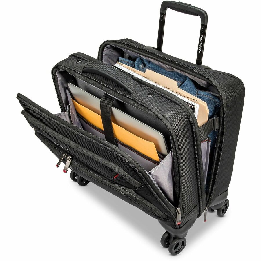 Samsonite Xenon 3.0 Travel/Luggage Case for 12.9" to 15.6" Notebook, Tablet, Accessories - Black - 1680D Ballistic Polyester Body - Tricot Interior Material - Trolley Strap, Handle - 1 Each