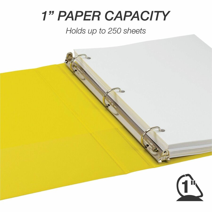 Samsill Durable Three-Ring View Binder - 1" Binder Capacity - 225 Sheet Capacity - 3 x D-Ring Fastener(s) - 2 Internal Pocket(s) - Polypropylene, Chipboard - Yellow - Recycled - Durable, PVC-free, Ink-transfer Resistant, Clear Overlay, Sturdy - 1 Eac