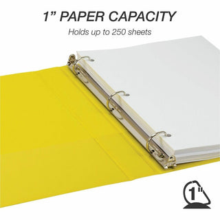 Samsill Durable Three-Ring View Binder - 1" Binder Capacity - 225 Sheet Capacity - 3 x D-Ring Fastener(s) - 2 Internal Pocket(s) - Polypropylene, Chipboard - Yellow - Recycled - Durable, PVC-free, Ink-transfer Resistant, Clear Overlay, Sturdy - 1 Eac