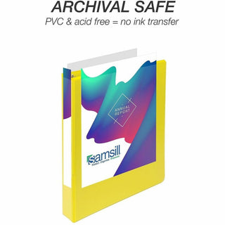 Samsill Durable Three-Ring View Binder - 1" Binder Capacity - 225 Sheet Capacity - 3 x D-Ring Fastener(s) - 2 Internal Pocket(s) - Polypropylene, Chipboard - Yellow - Recycled - Durable, PVC-free, Ink-transfer Resistant, Clear Overlay, Sturdy - 1 Eac