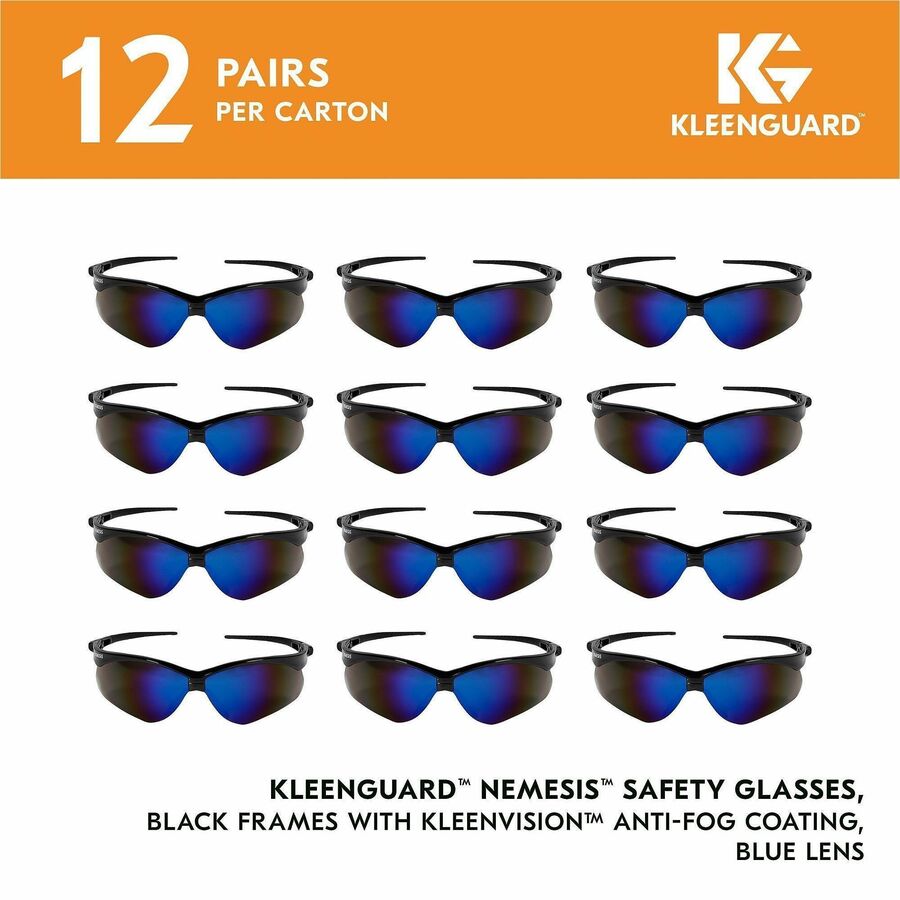Kleenguard V30 Nemesis Safety Eyewear - Recommended for: Workplace, Home - UVA, UVB, UVC Protection - Polycarbonate - Durable, Lightweight, Wraparound Frame, Anti-fog, Flexible, Soft, Neck Cord - 12 / Box