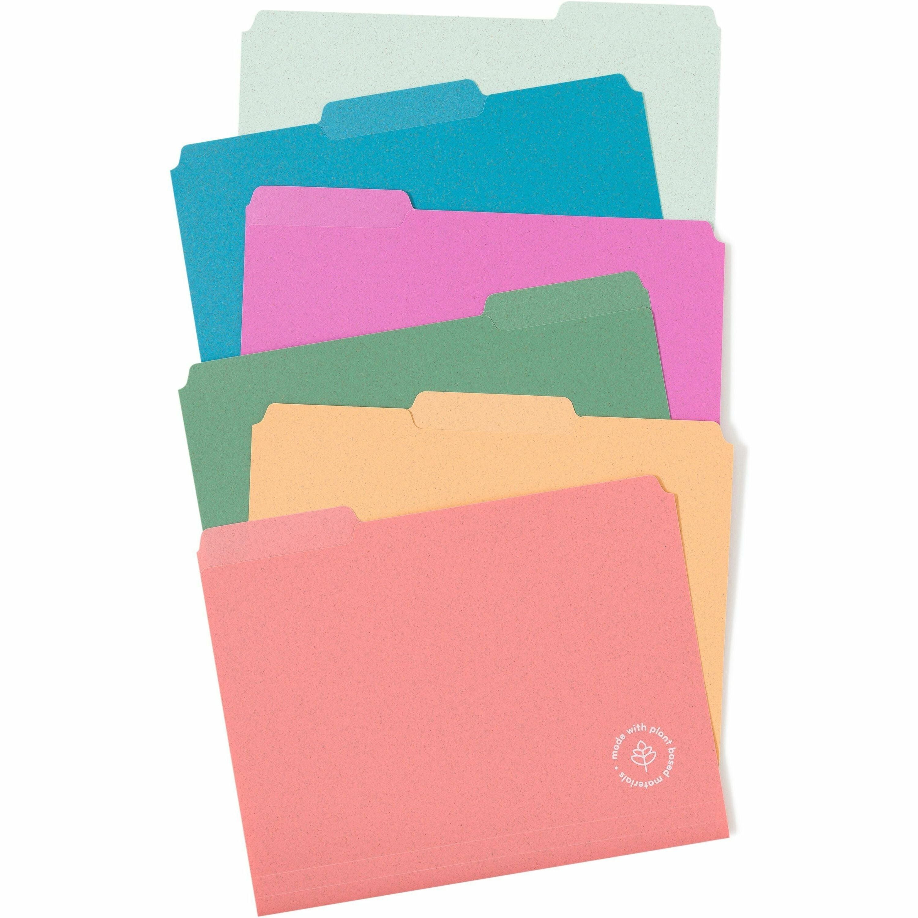 U-Eco Poly File Folders, 1/3 Cut Tabs: Assorted, Letter Size, 0.5" Expansion, Assorted Colors, 24/Pack