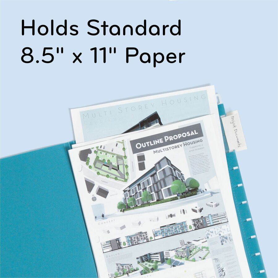 U-Eco Hanging File Folders, Letter Size, 1/5-Cut Tabs, Assorted, 12/Pack