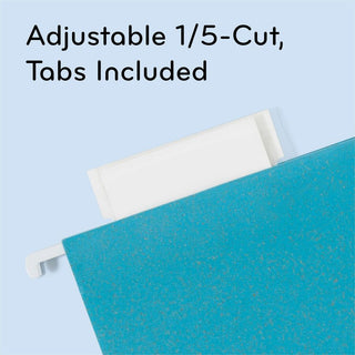 U-Eco Hanging File Folders, Letter Size, 1/5-Cut Tabs, Assorted, 12/Pack
