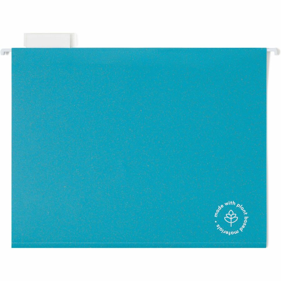 U-Eco Hanging File Folders, Letter Size, 1/5-Cut Tabs, Assorted, 12/Pack
