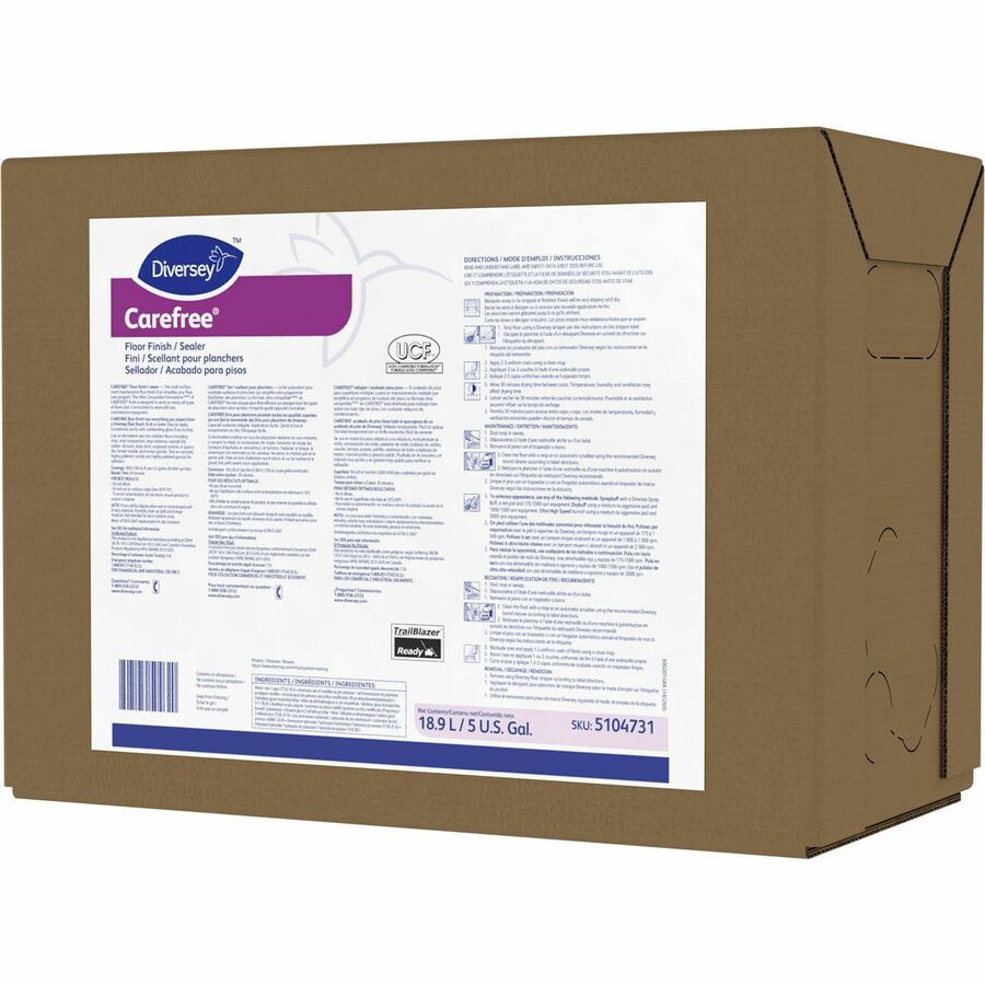 Diversey Carefree Floor Finish/Sealer - Ready-To-Use - 640 fl oz (20 quart) - Ammonia Scent - 1 Each - Versatile, Easy to Use, Durable, Slip Resistant - Off White