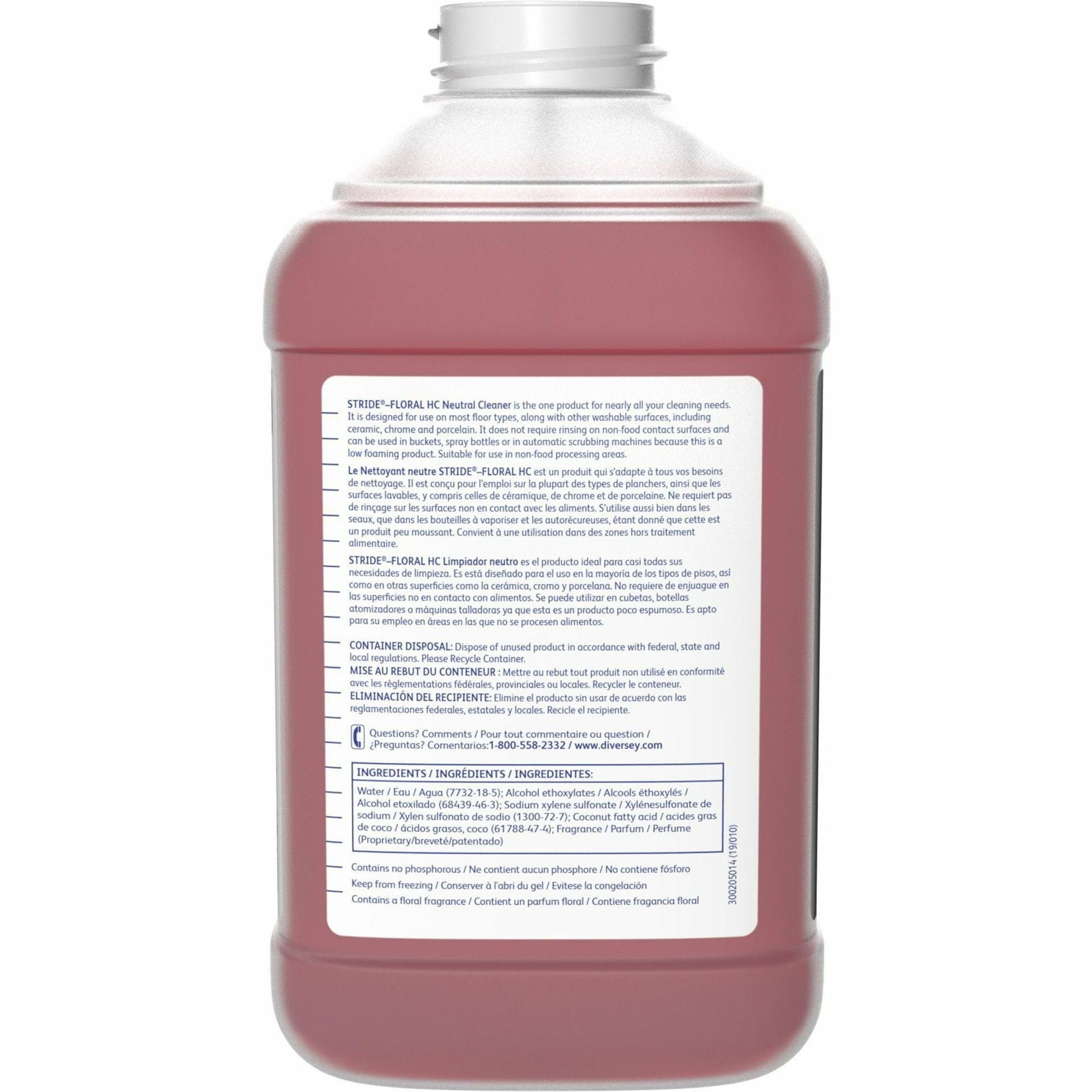 diversey-stride-floral-hc-neutral-cleaner-concentrate-845-fl-oz-26-quart-floral-scent-2-carton-rinse-free-non-alkaline-film-free-low-foaming-pleasant-scent-kosher-red_dvo904717 - 4