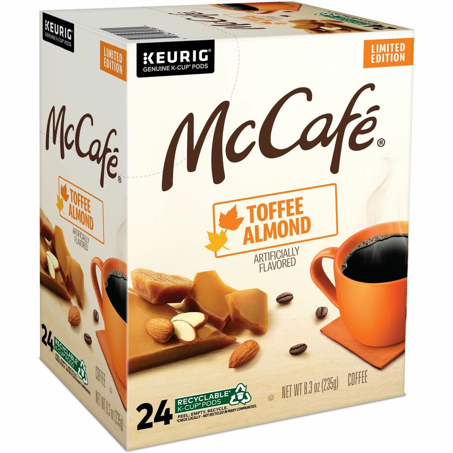 McCafe K-Cup Toffee Almond Coffee - Compatible with Keurig Brewer - Light - 24 / Box