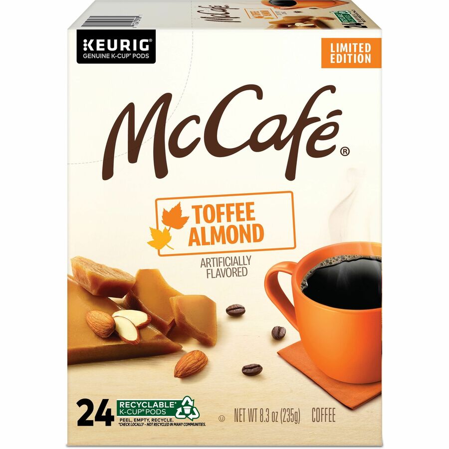 McCafe K-Cup Toffee Almond Coffee - Compatible with Keurig Brewer - Light - 24 / Box