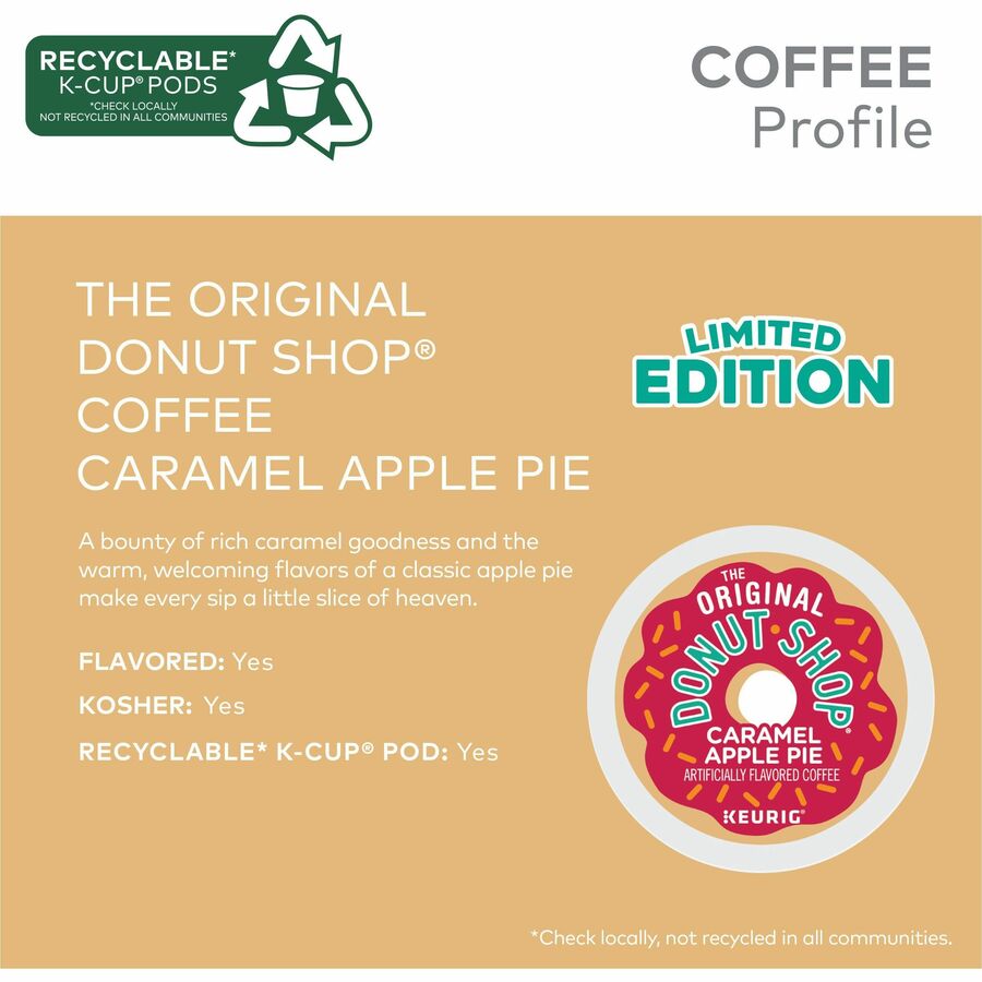 Donut Shop K-Cup Caramel Apple Pie Coffee - Compatible with Keurig Brewer - Light - 24 / Box