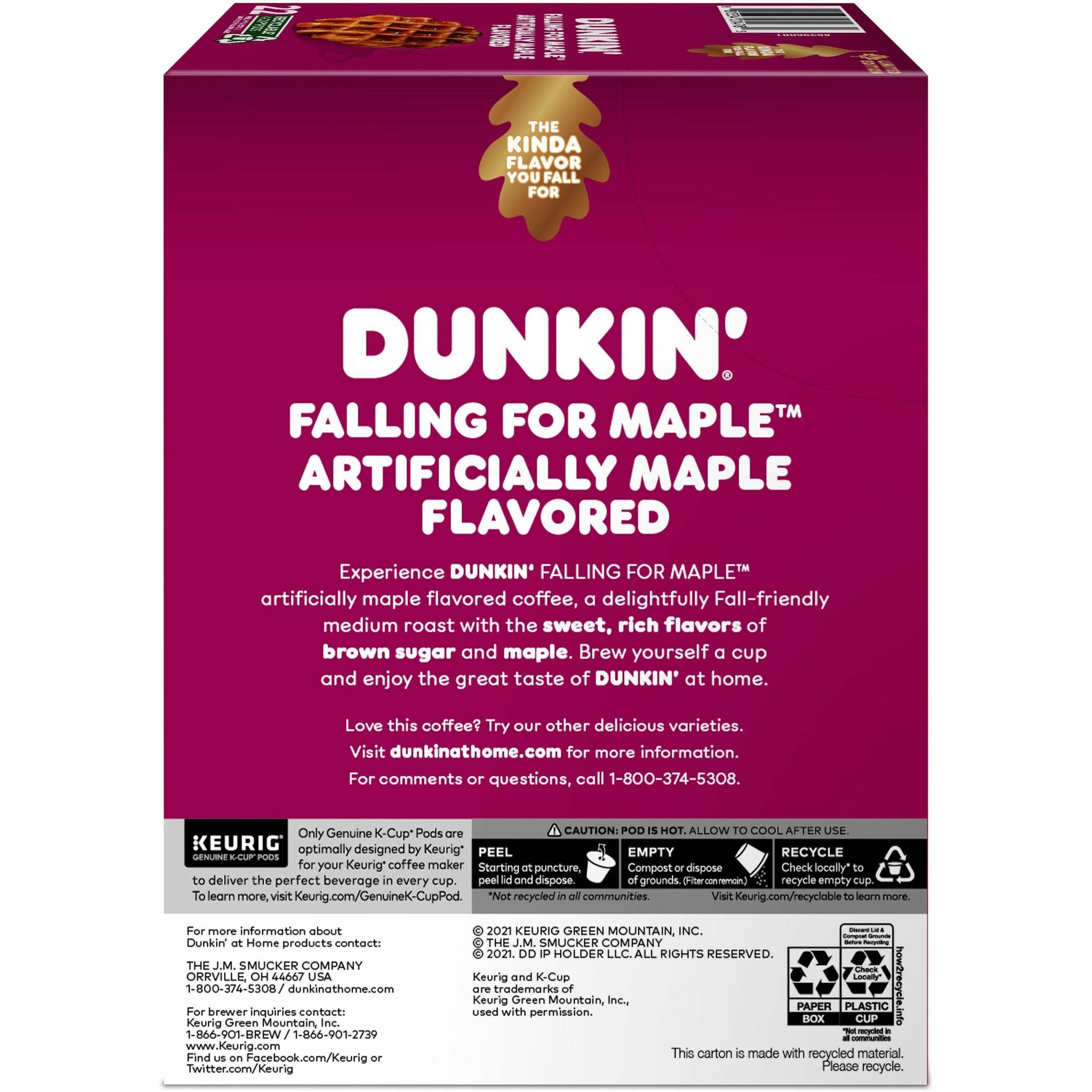 dunkin-donuts-k-cup-falling-for-maple-artificially-maple-flavored-coffee-compatible-with-keurig-brewer-medium-22-box_gmt1478 - 3