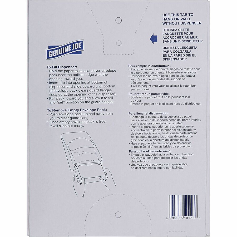 Genuine Joe Quarter-Fold Toilet Seat Covers - Quarter-fold - For Toilet - 200 / Pack - 25 / Carton - Paper - White