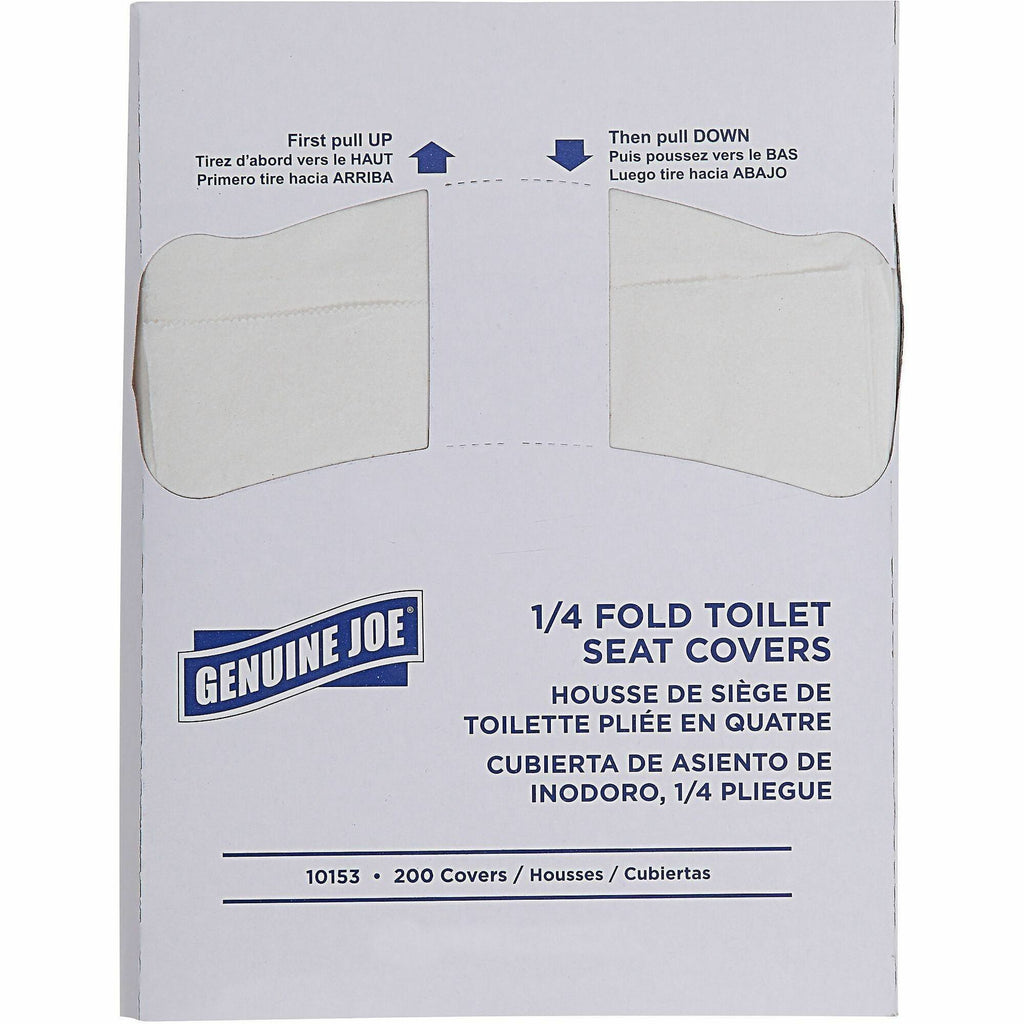 Genuine Joe Quarter-Fold Toilet Seat Covers - Quarter-fold - For Toilet - 200 / Pack - 25 / Carton - Paper - White