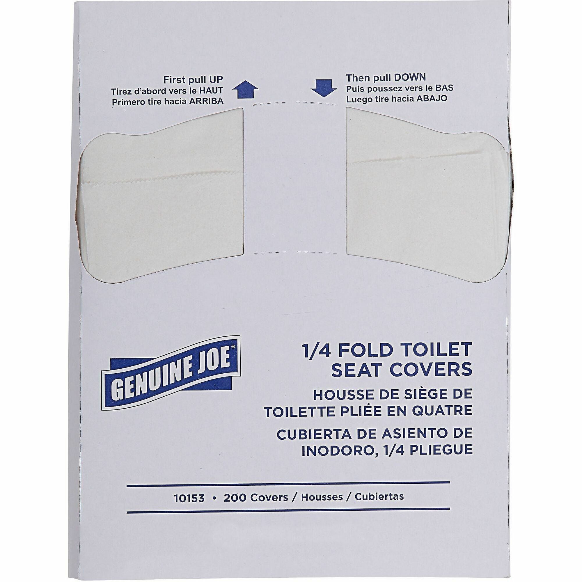 Genuine Joe Quarter-Fold Toilet Seat Covers - Quarter-fold - For Toilet - 200 / Pack - 25 / Carton - Paper - White